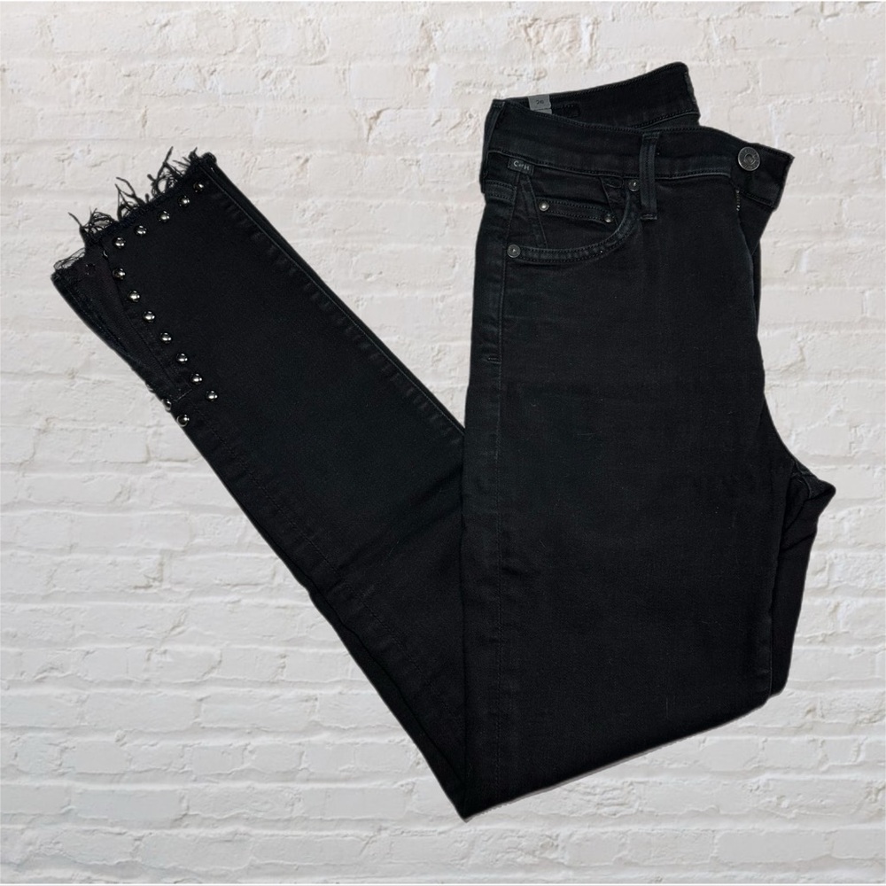 Citizens of Humanity Black Rocket Studded Ankle High Rise Skinny Jeans Size 26”